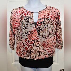 Jennifer Lopez, animal print, blouse with 3/4 sleeves.  Size M